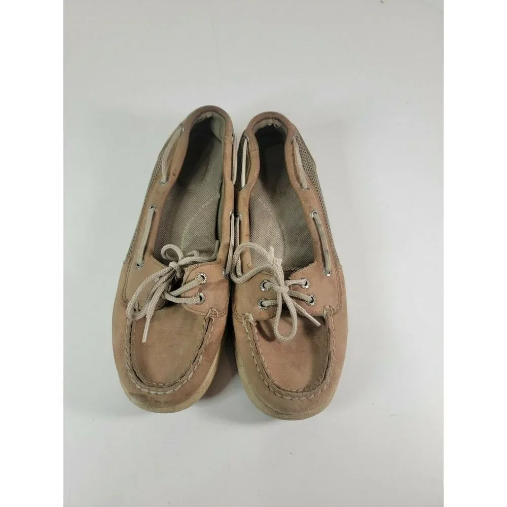 SPERRY TOP SIDER Laguna Tan Linen Boat Shoes Slip On 9773581 Women's 7.5 M‎